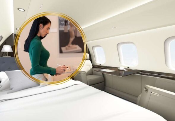 sarah larranaga private jet designer